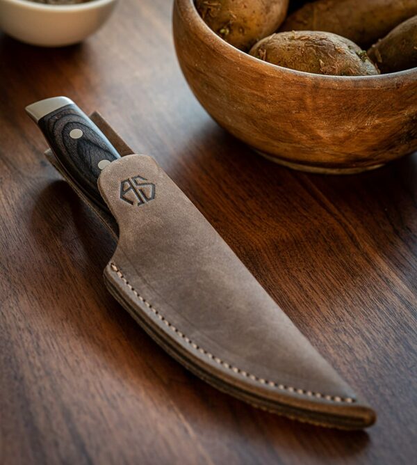 Leather knife pouch for belt “Jack” in brown - Image 3