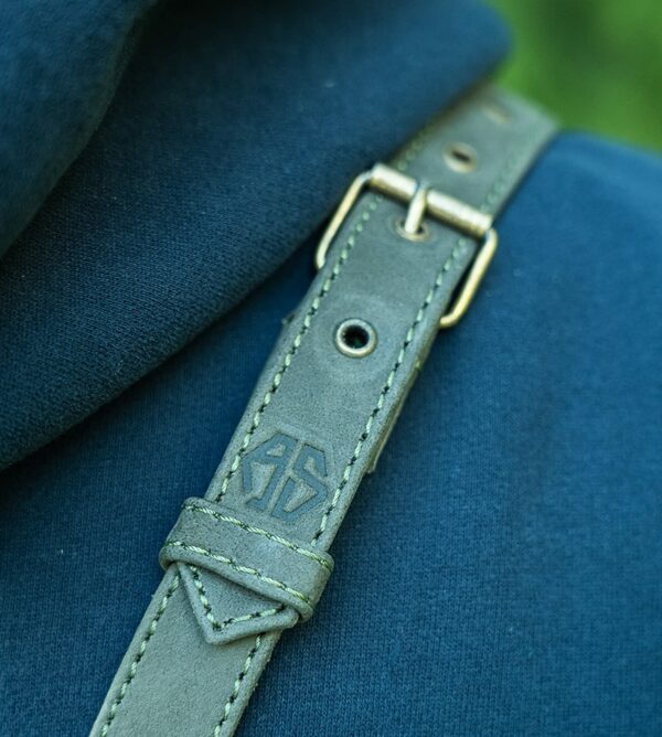 Knife bag for chef's knives made of leather "Frank" with handle and carrying strap - olive-green - Image 6